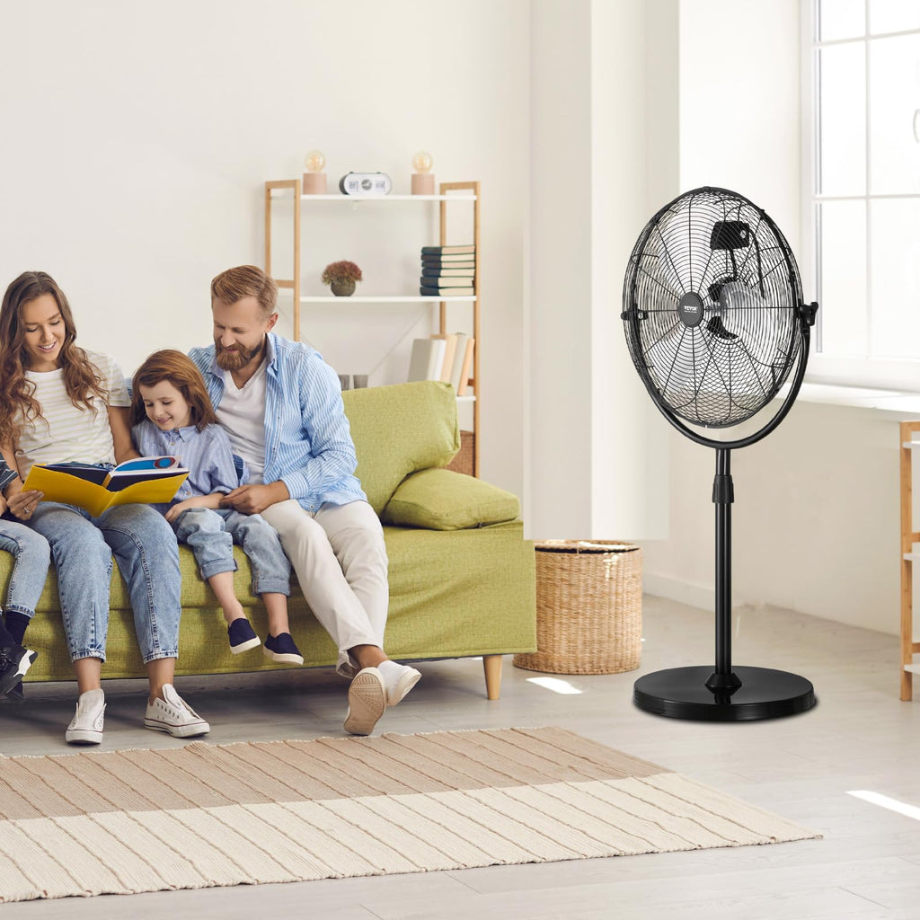 18 Inch Adjustable Height Standing Fan with 3 Speeds, Black Y95207