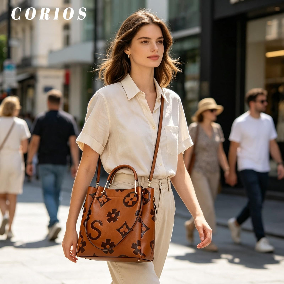 Women Embossed Bucket Bag Shoulder Crossbody Bag 2Pcs Set D701