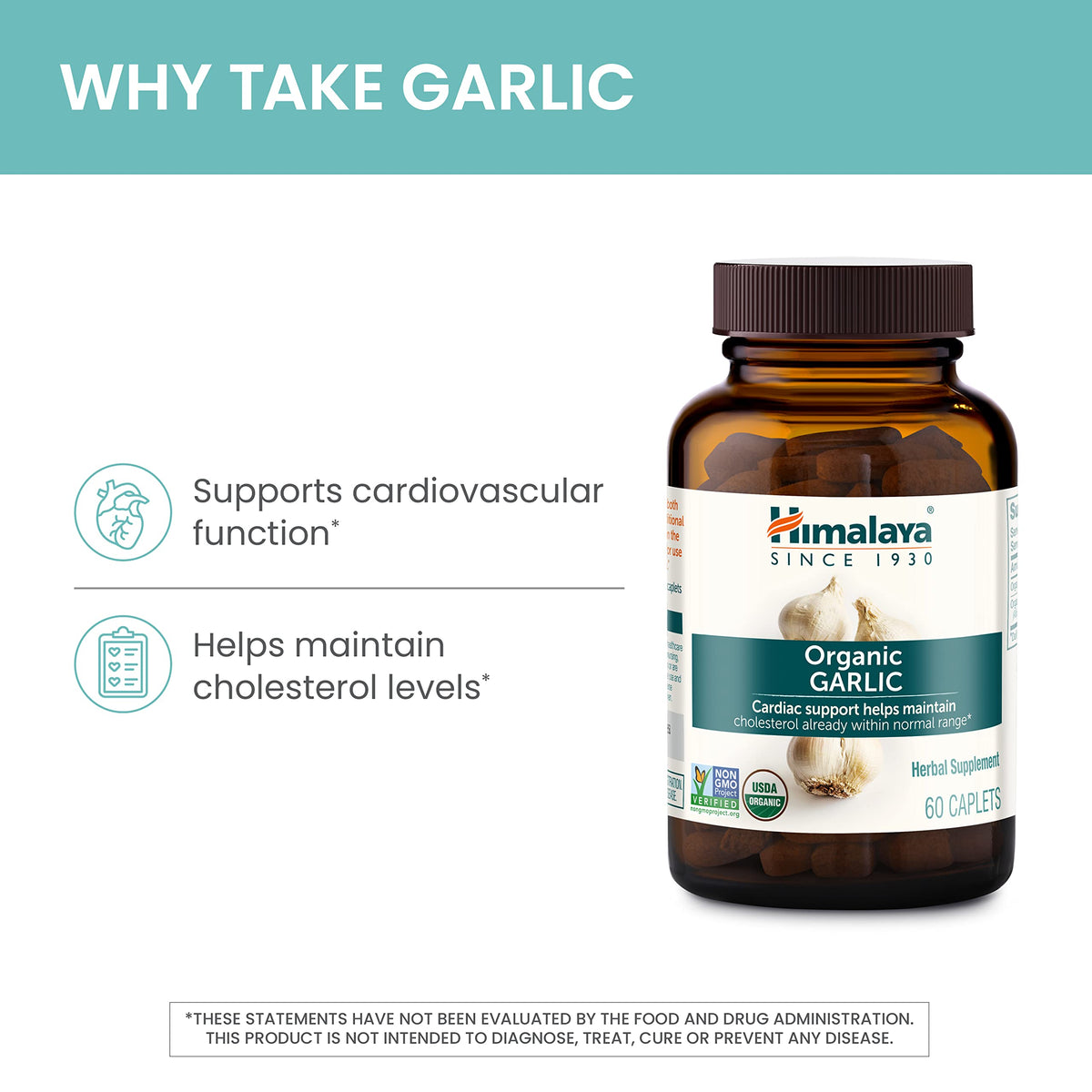 USDA Organic Garlic Supplements 1400 mg 60 Caplets Q27890