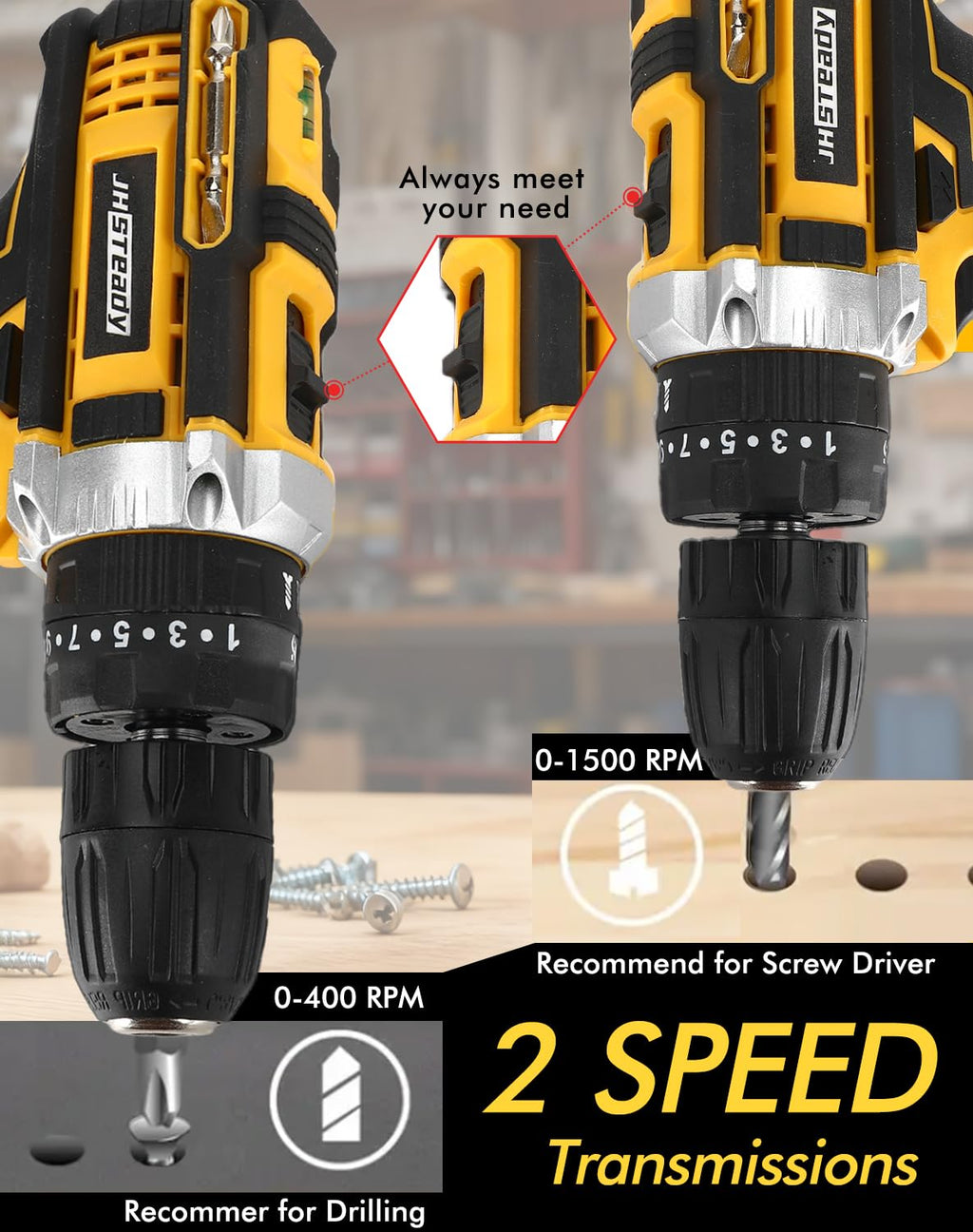 21V Cordless Drill Driver Kit with 2 Batteries & Charger F7684