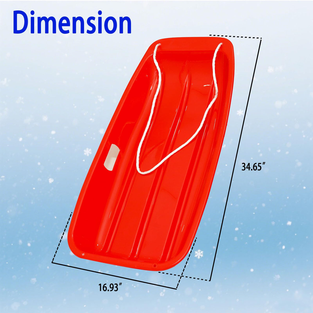 Cold Resistant Flexible Snow Sled with Pull Rope & Handles 35 Inch A631651