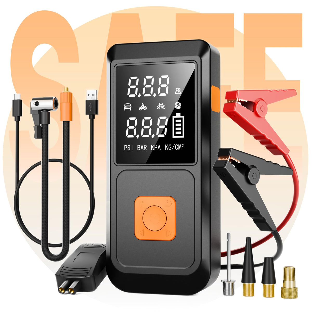 Car Battery Jump Starter with Air Compressor 4000A 150PSI 20000mAh F2924