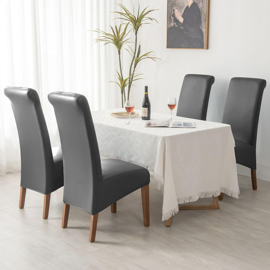 Waterproof PU Leather High Back Dining Chair Covers Set of 2 A1604