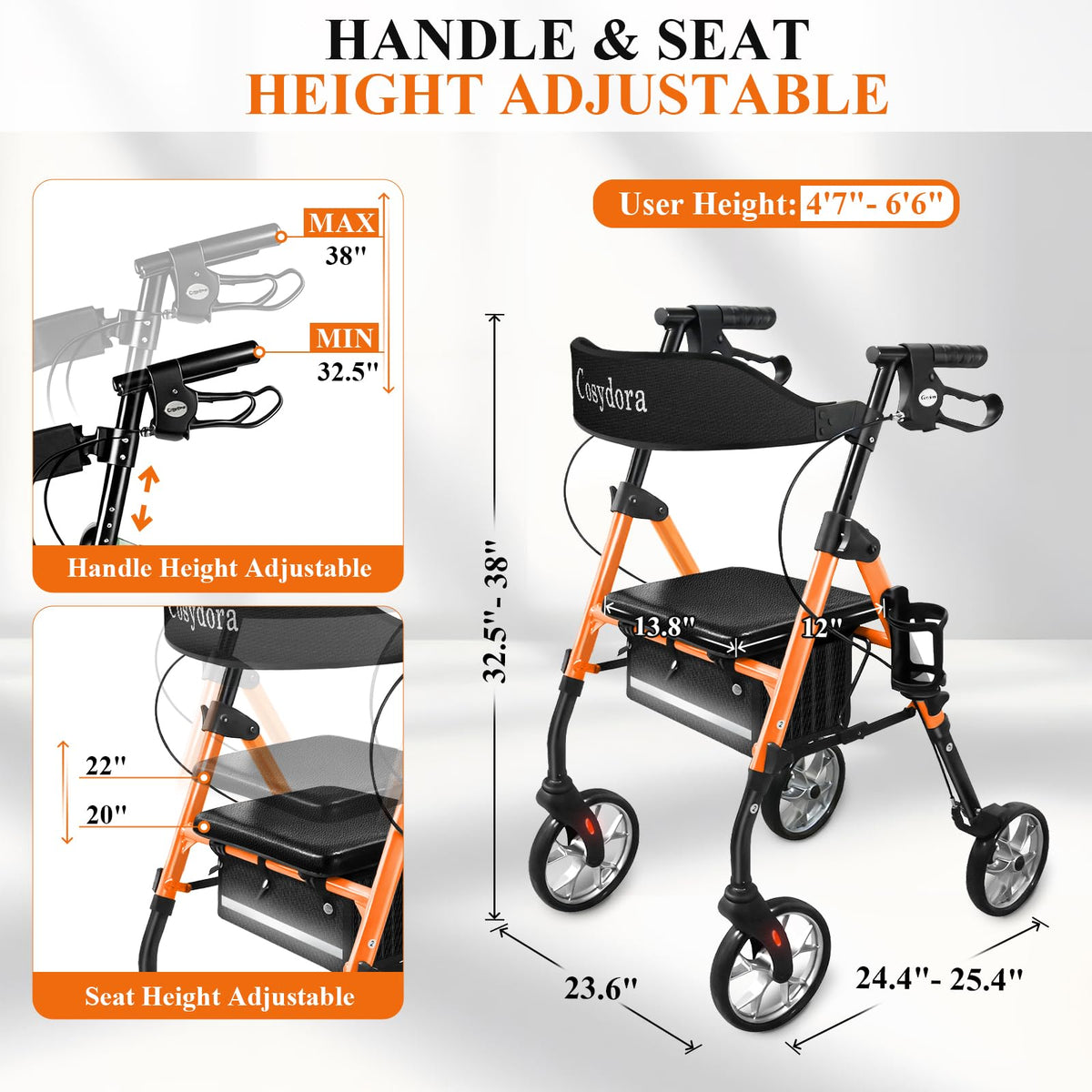Ultra Lightweight Rollator Walker with Seat T652766