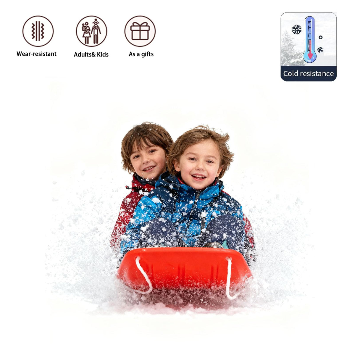Cold Resistant Flexible Snow Sled with Pull Rope & Handles 35 Inch A631651