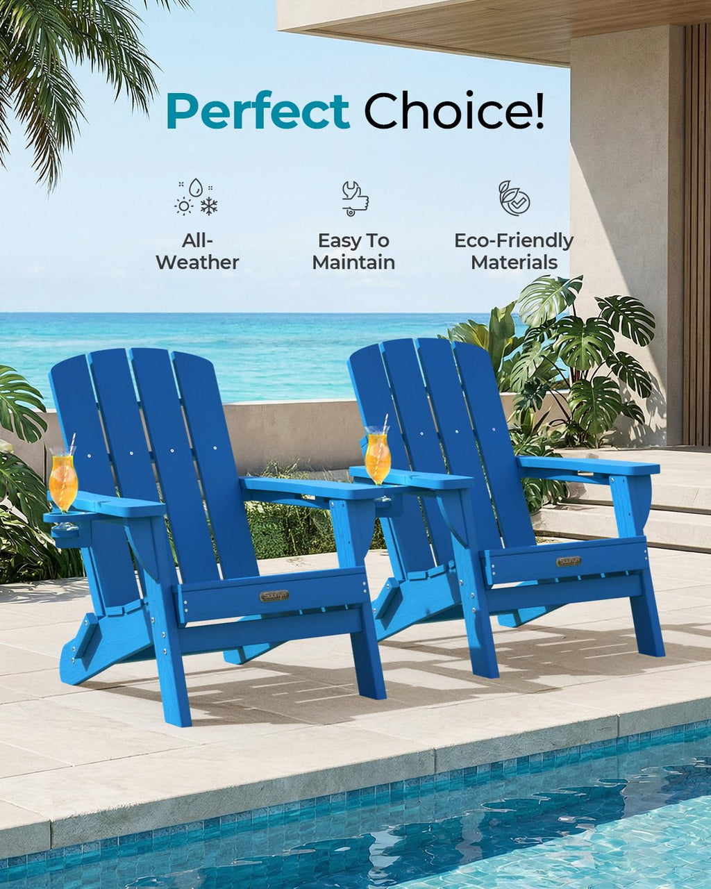 Folding Adirondack Chair with 2 Cup Holders Z98333
