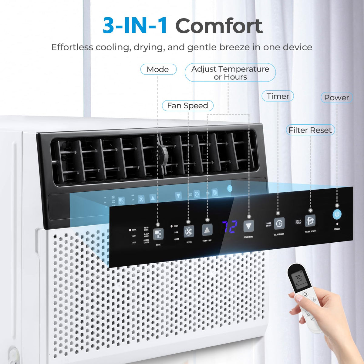 U-Shaped 10,000BTU Window Air Conditioner with Full Window View, Ivory White L944345