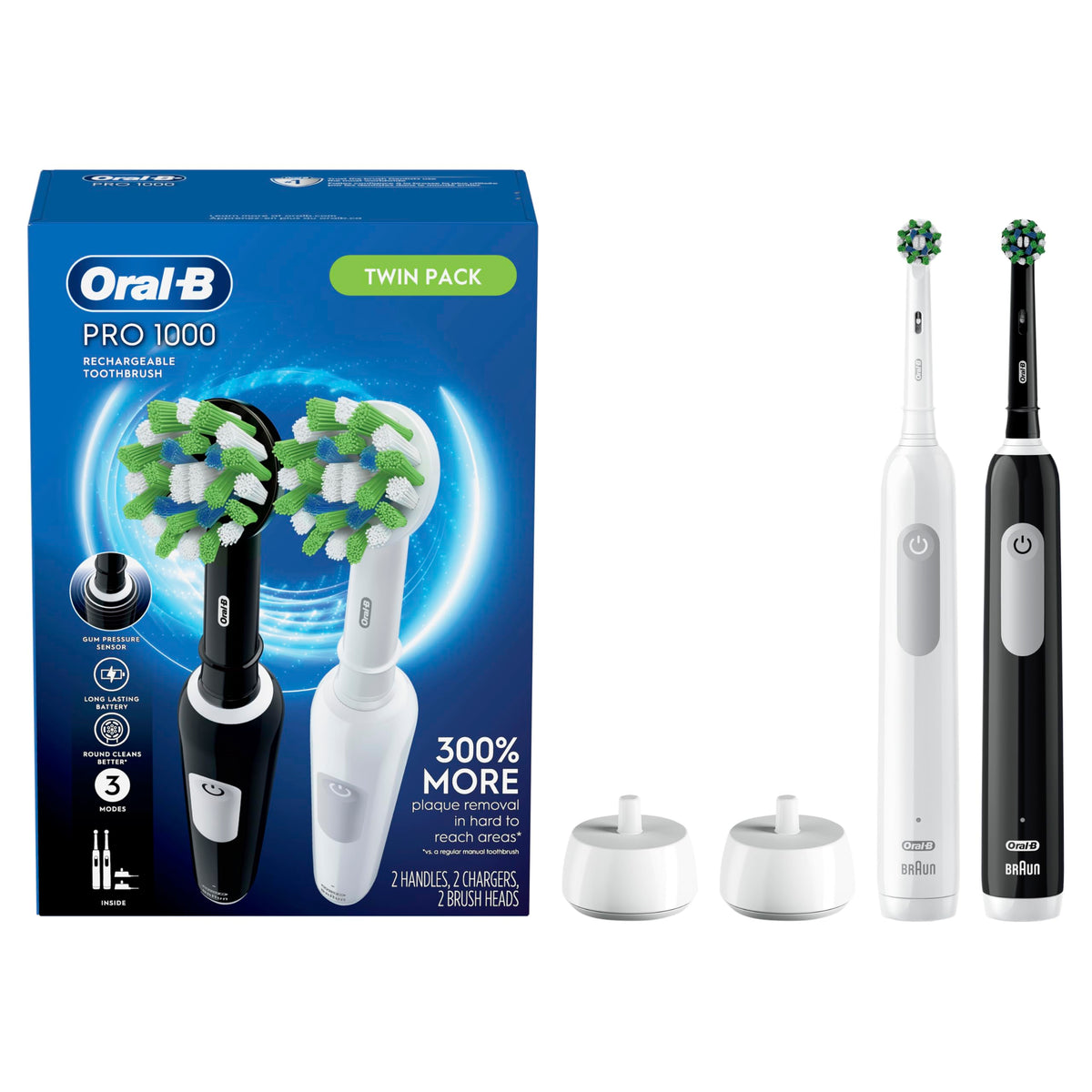 Black and White 2 Count Electric Toothbrush T4946