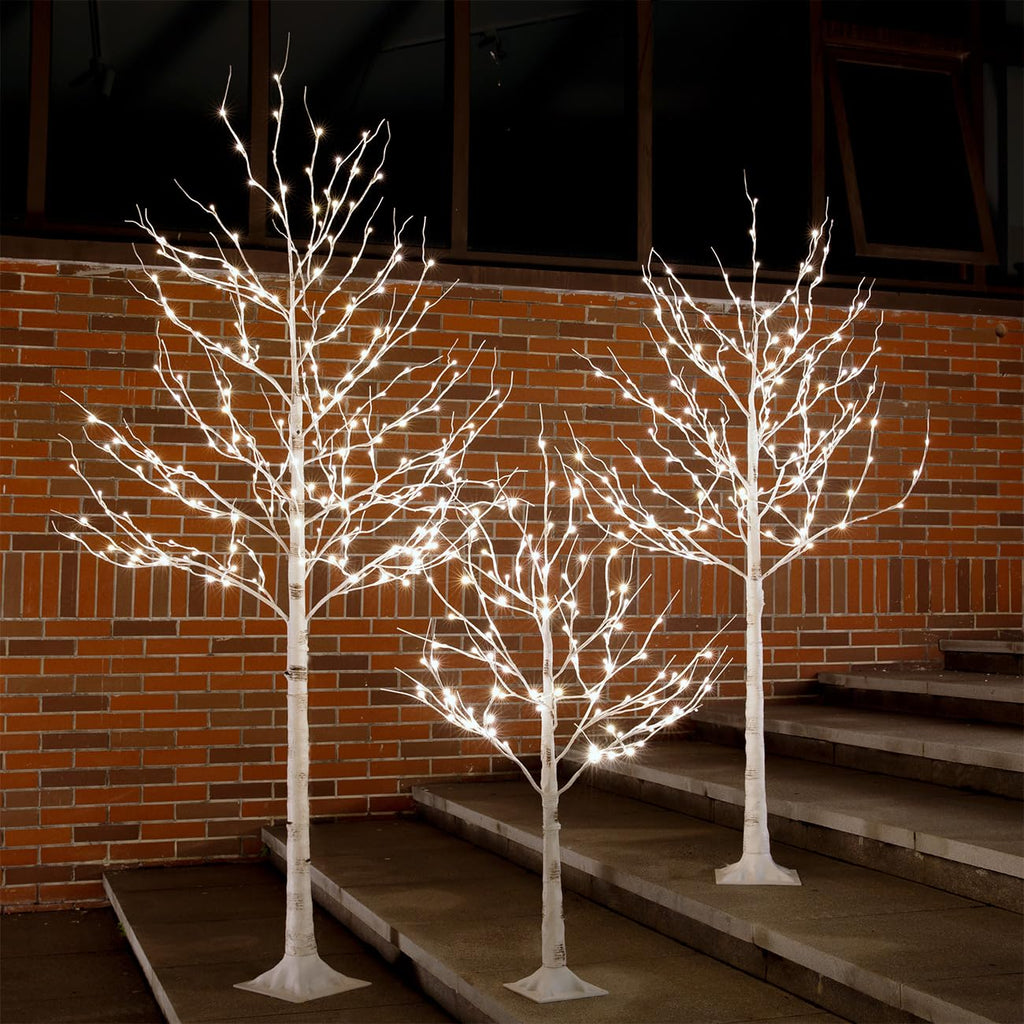 Lighted Birch Tree Set 4ft 6ft 8ft 512 Warm White LEDs F86059