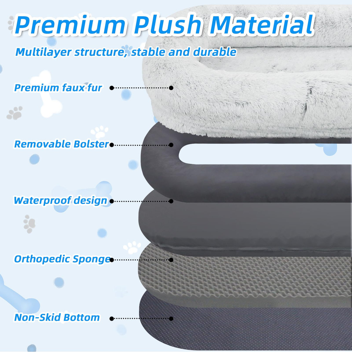 Grey Human Dog Bed H67570