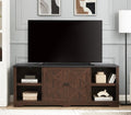 Espresso and Black TV Media Stand with Open Shelves and Closed Cabinets O82148