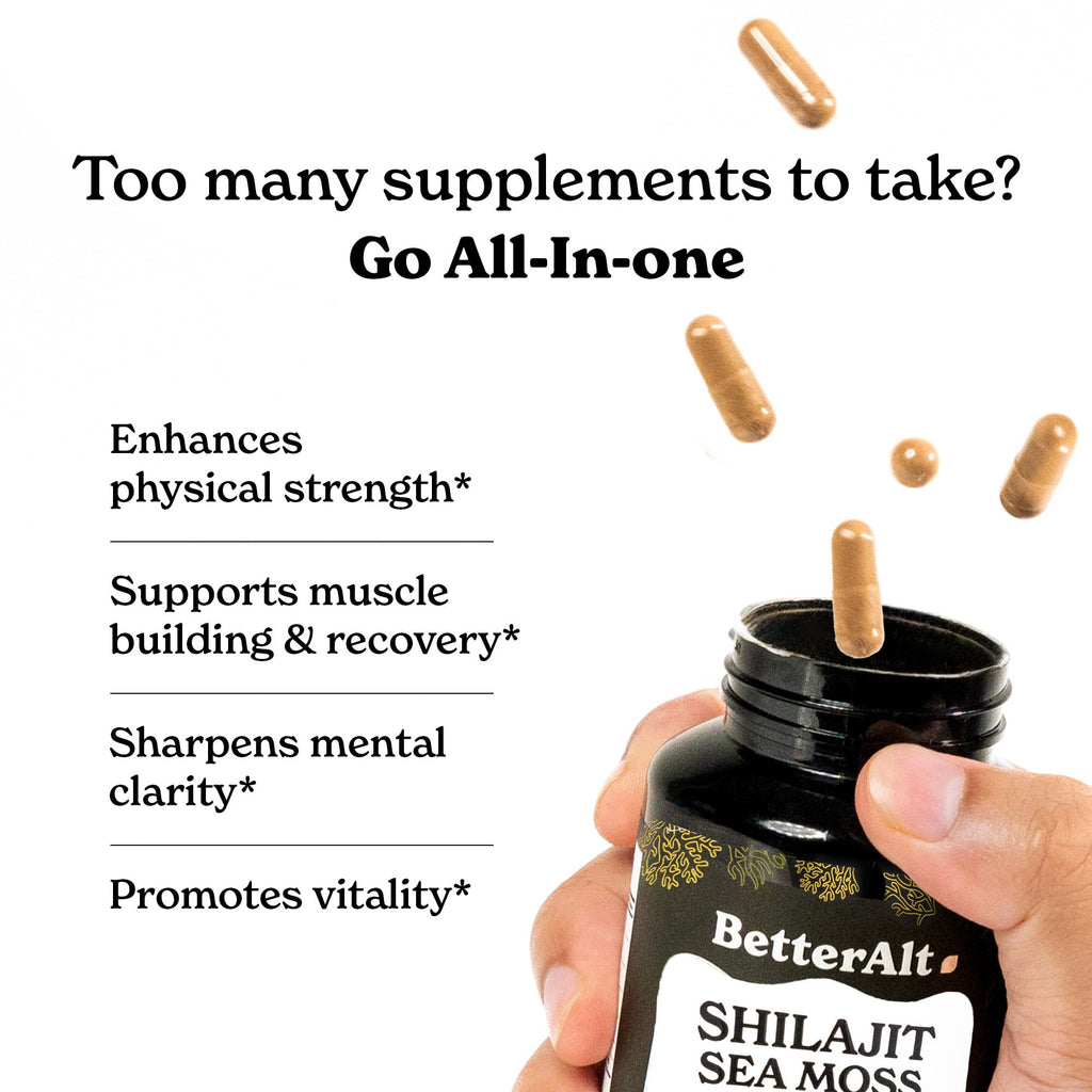 Shilajit Maca Root Ginkgo Biloba Sea Moss Ashwagandha Tongkat Ali Panax Ginseng Safed Musli & Zinc 20 Capsules Supplement L300083