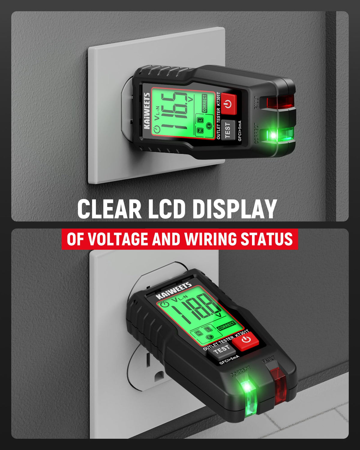 Digital Multimeter Non-Contact Voltage Tester GFCI Outlet Tester Kit F54235