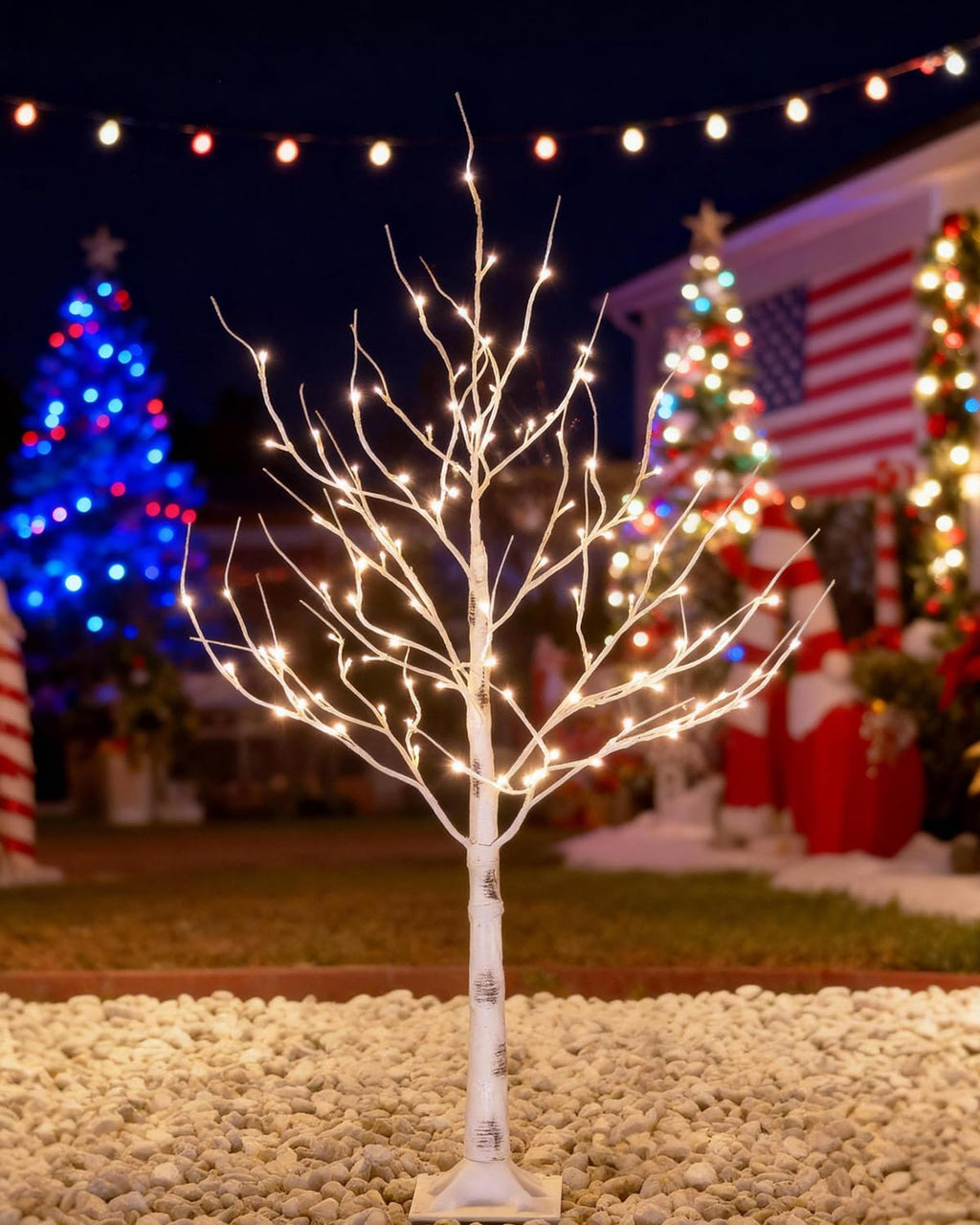 Lighted Birch Tree Set 4ft 6ft 8ft 512 Warm White LEDs F86059