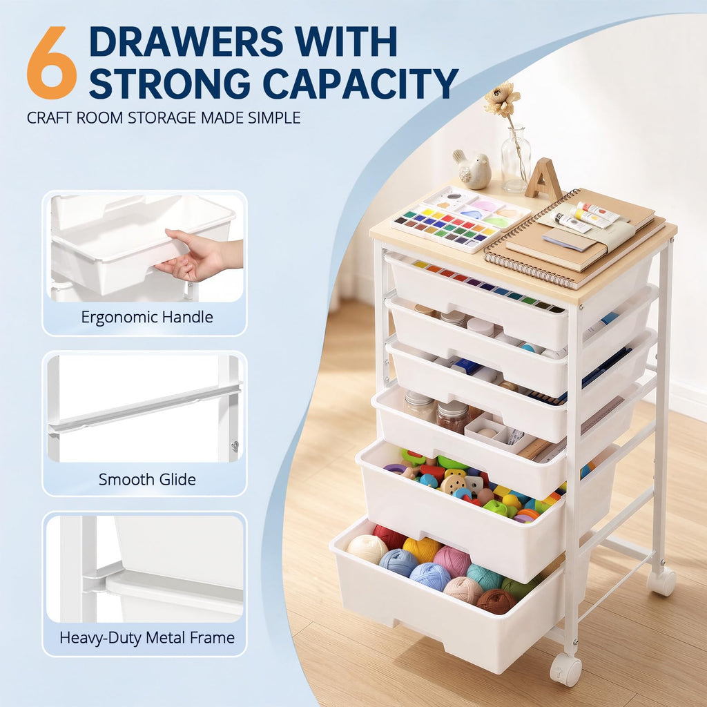 Rolling Storage Cart with 6 Drawers N93158