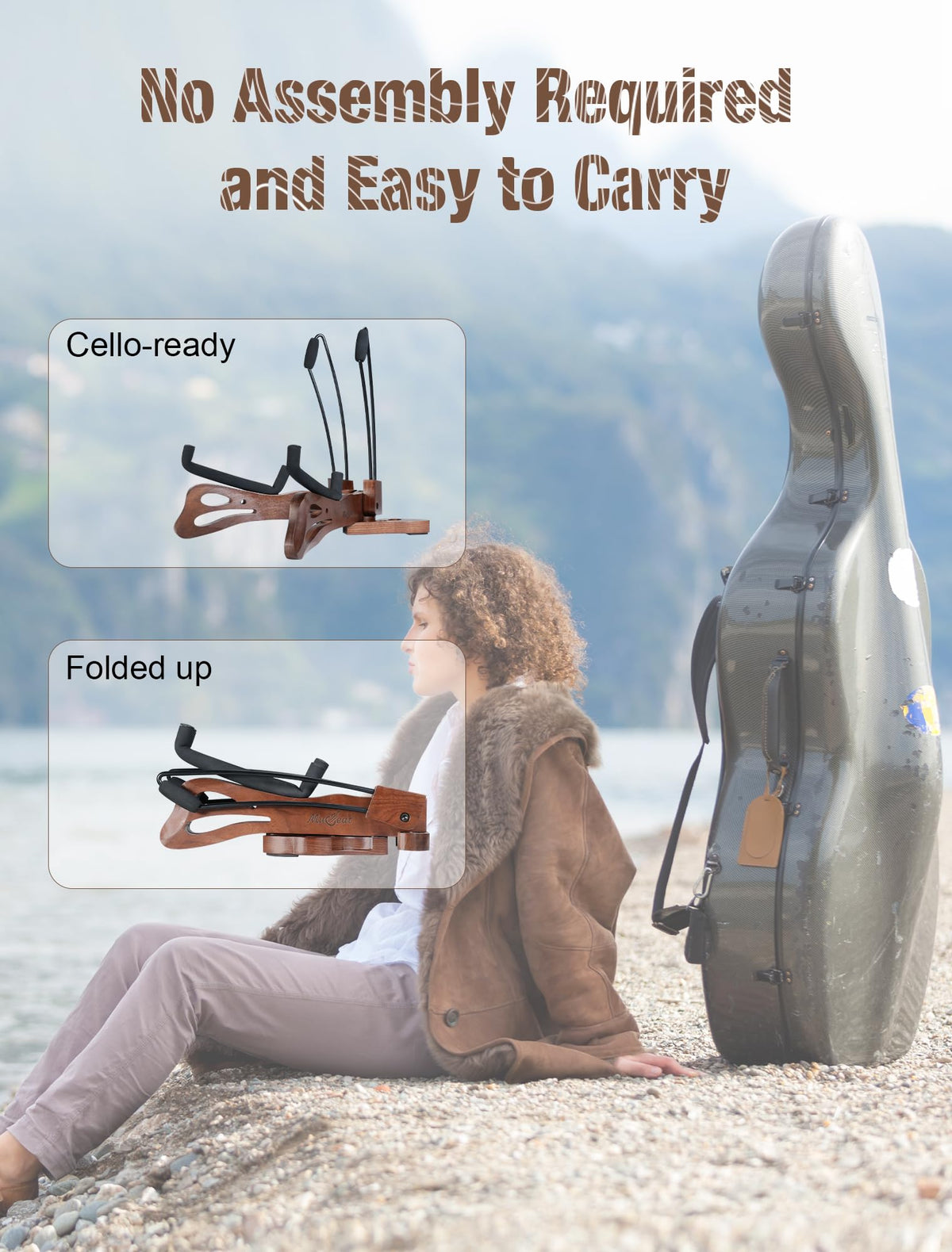Walnut Cello Stand with Bow Holder G1369