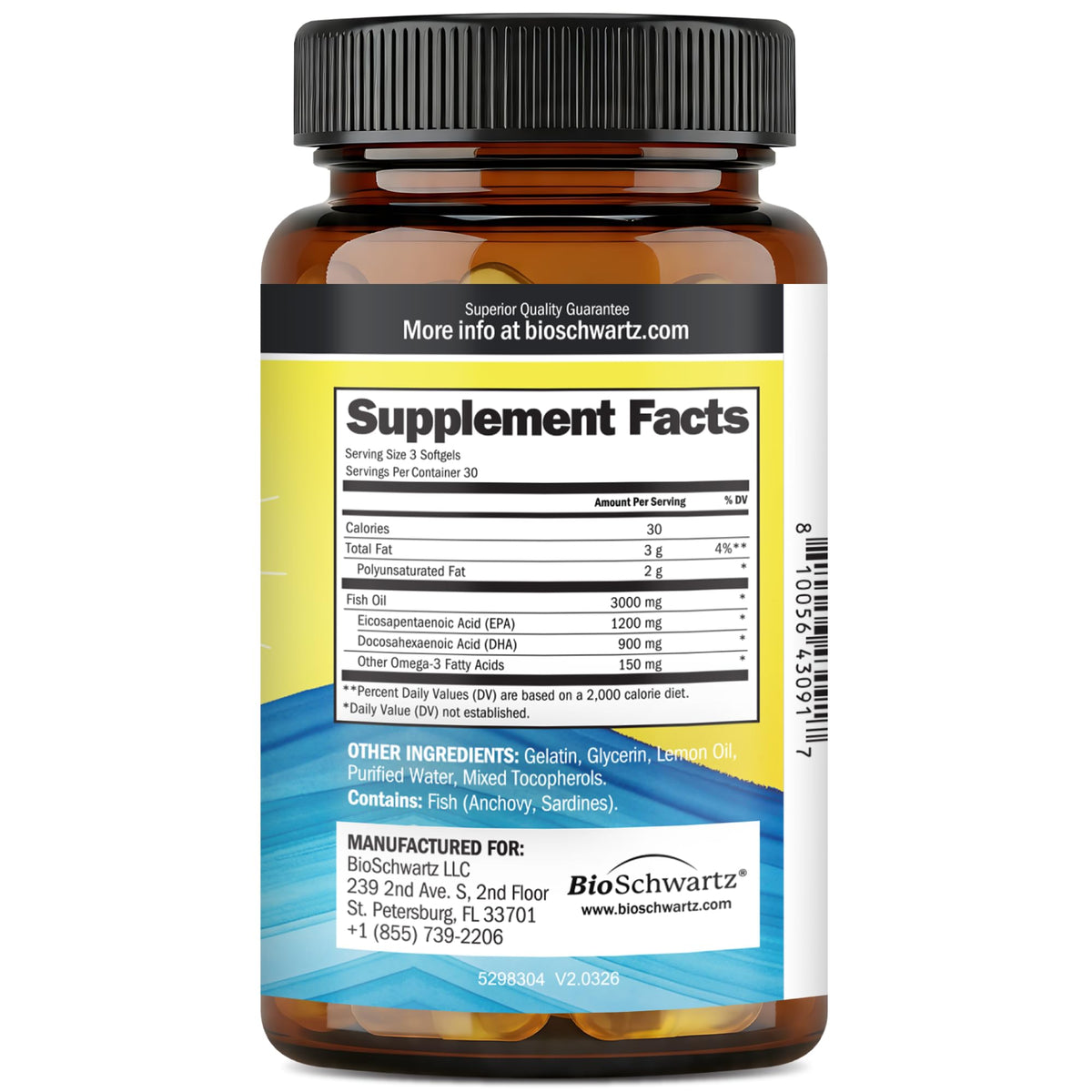 Omega 3 Fish Oil 3000mg 90 Softgels D268075