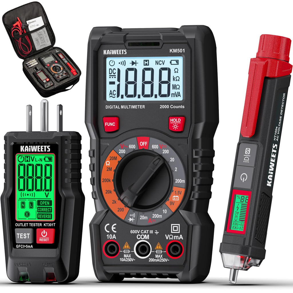Digital Multimeter Non-Contact Voltage Tester GFCI Outlet Tester Kit F54235