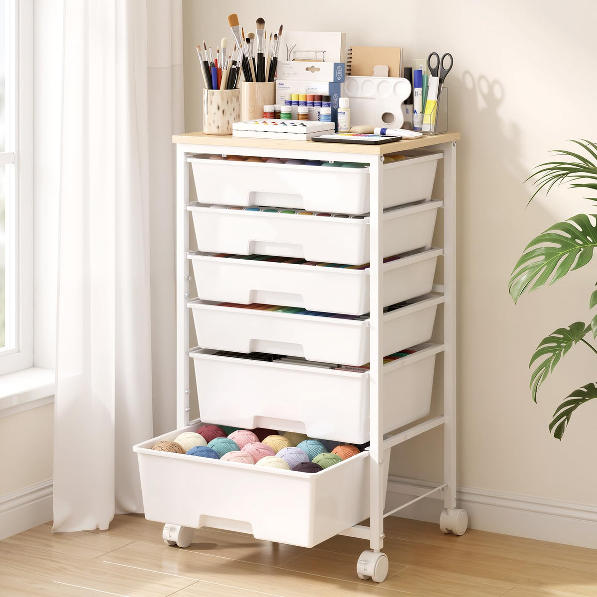 Rolling Storage Cart with 6 Drawers N93158