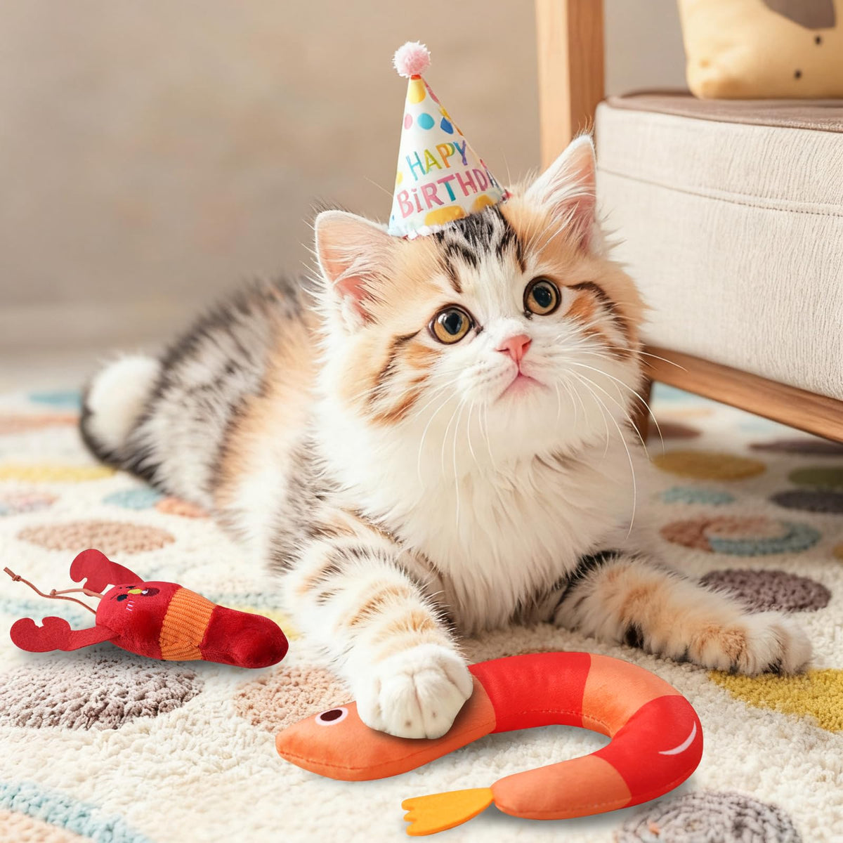 2 Pcs Catnip Plush Cat Toys with Bells Y3000
