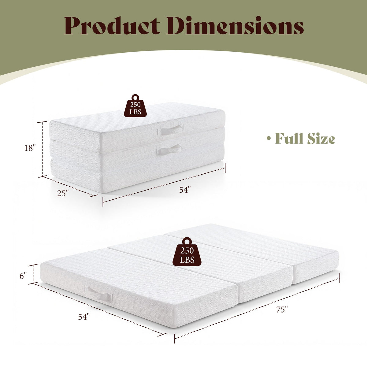 6" Full Tri-Fold Memory Foam Mattress N88644