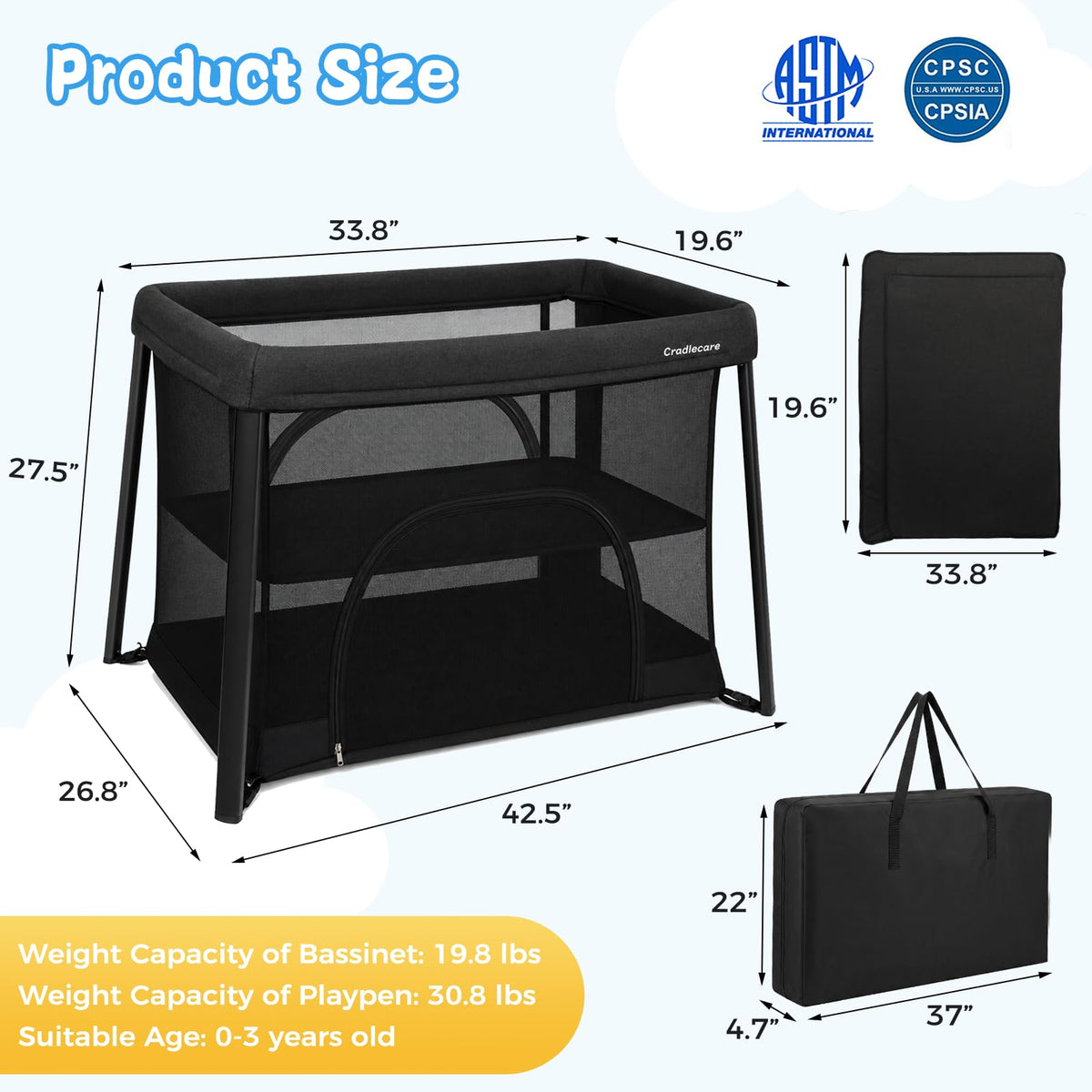 Portable Playpen with Bassinet B4238
