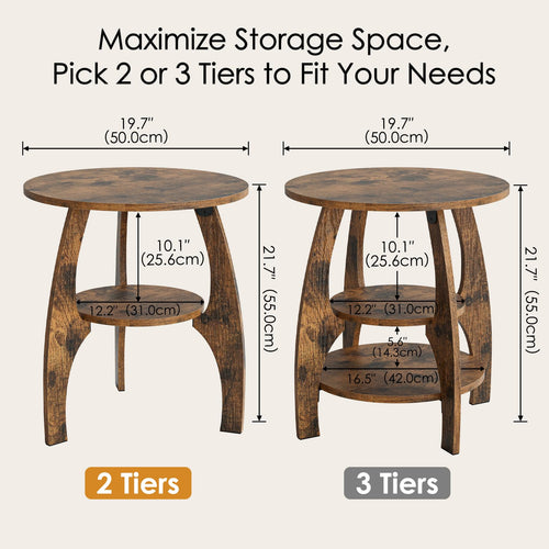 2-Tier Round Wood Side Table E832