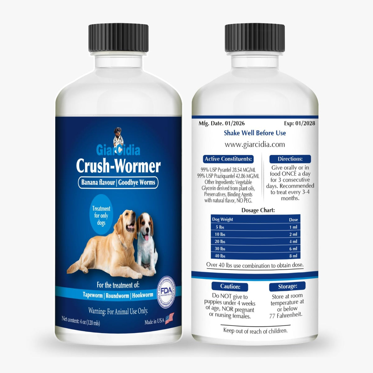 Broad Spectrum Dog Dewormer Treatment 120ml Banana Flavour G312374