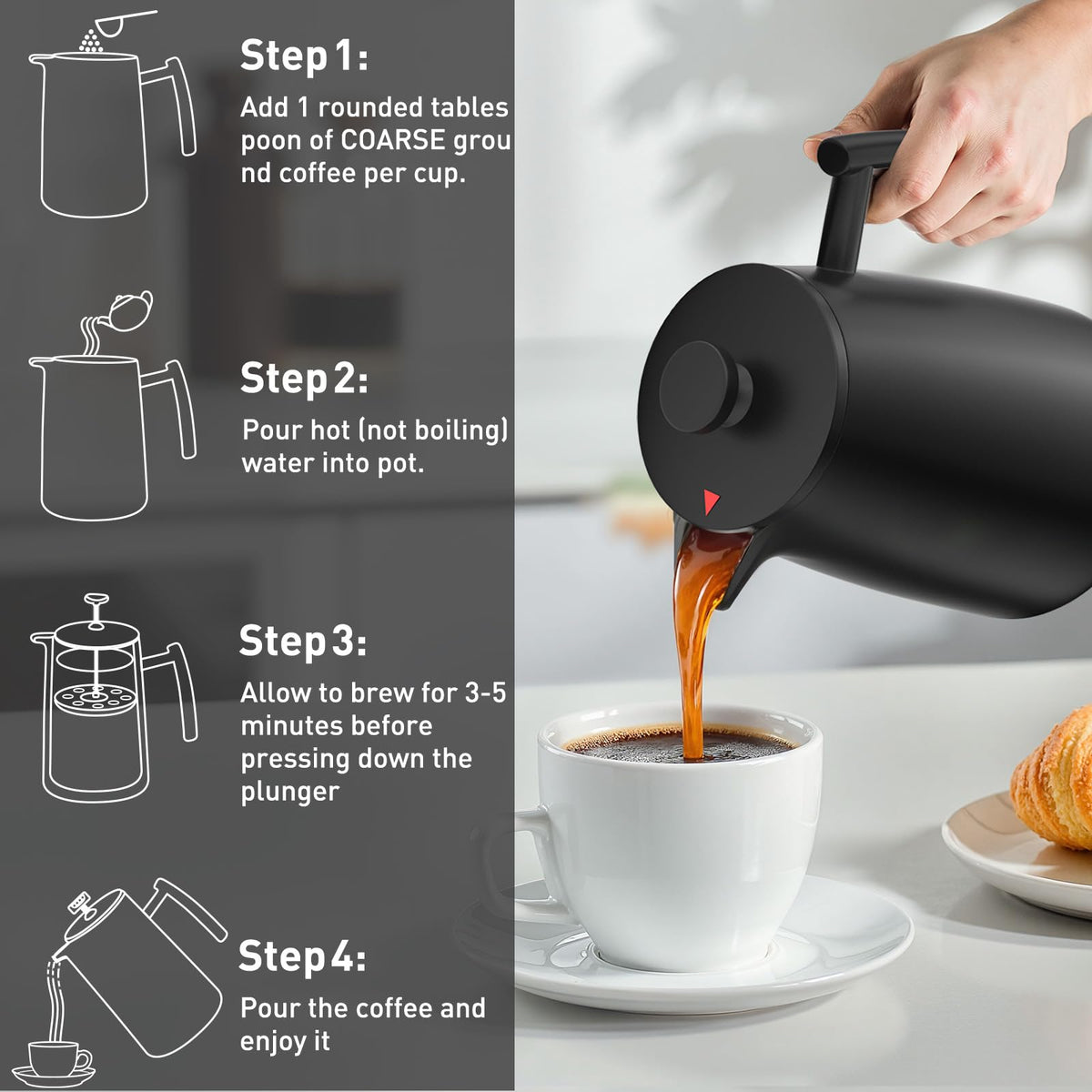 50oz Stainless Steel Insulated French Press Coffee Maker S462992