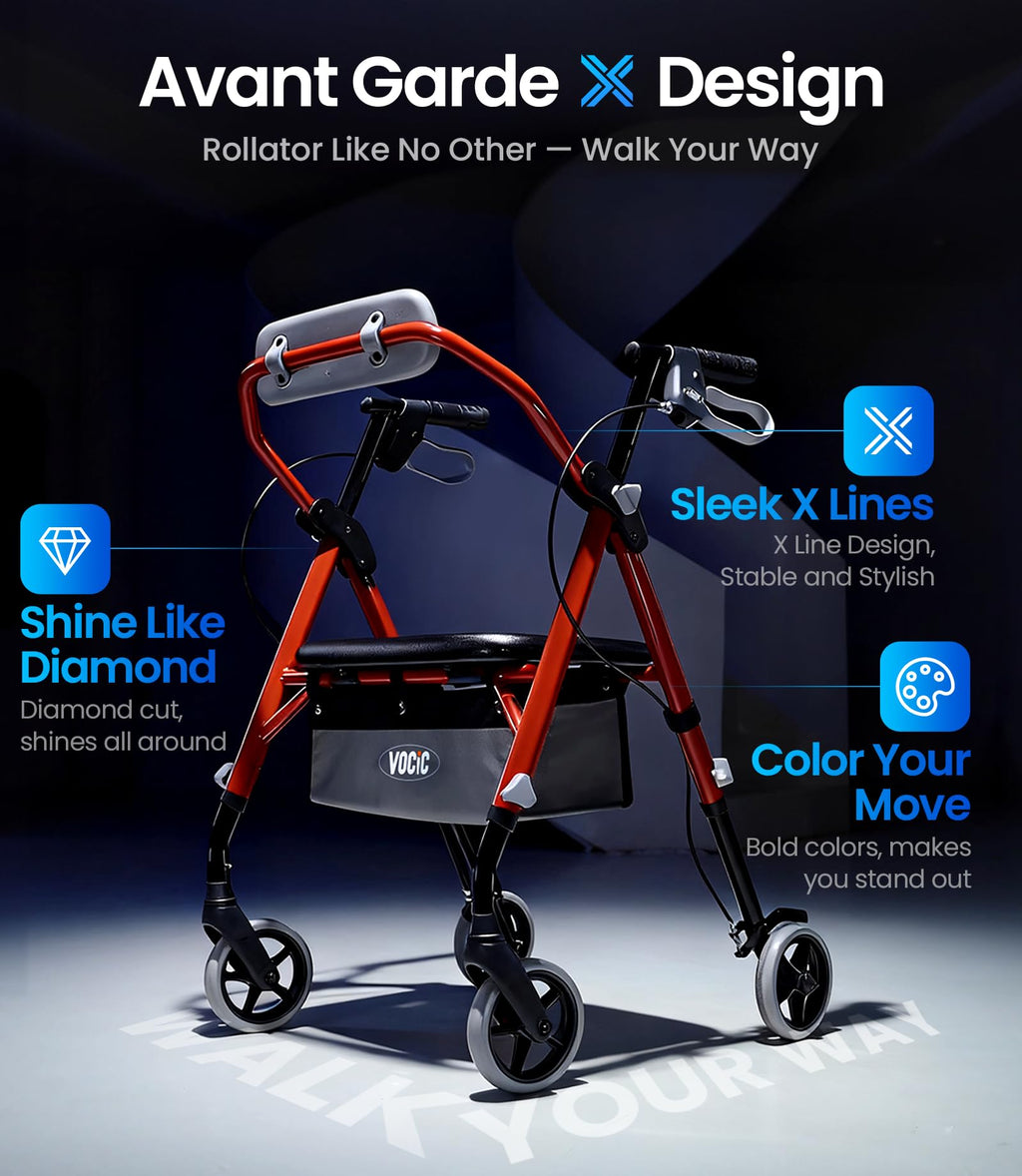 Foldable Rollator Walker with Seat H737448
