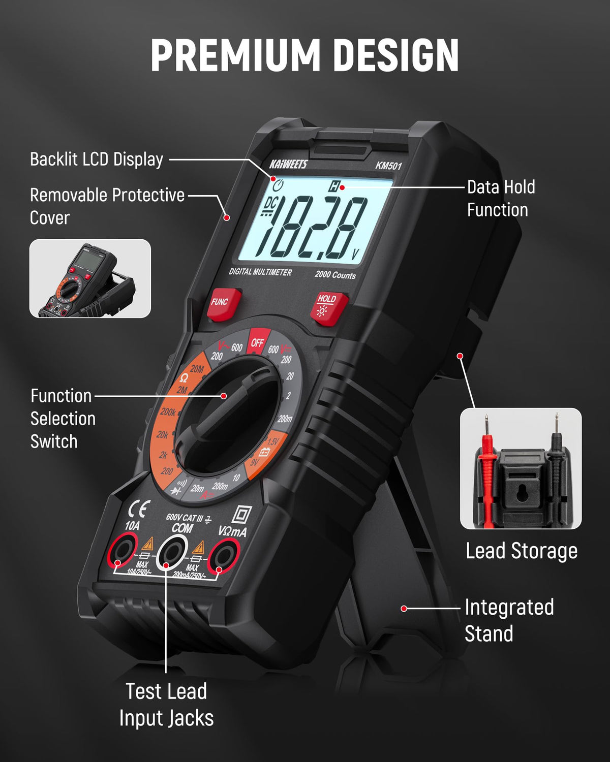 Digital Multimeter Non-Contact Voltage Tester GFCI Outlet Tester Kit F54235