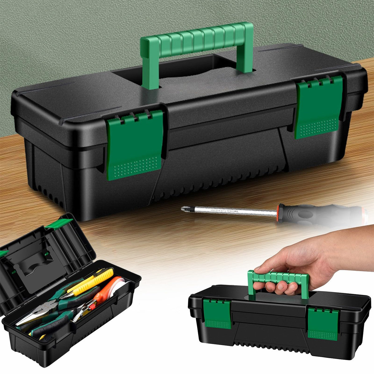 10-inch Plastic Tool Box with Handle and Removable Tray Z43120