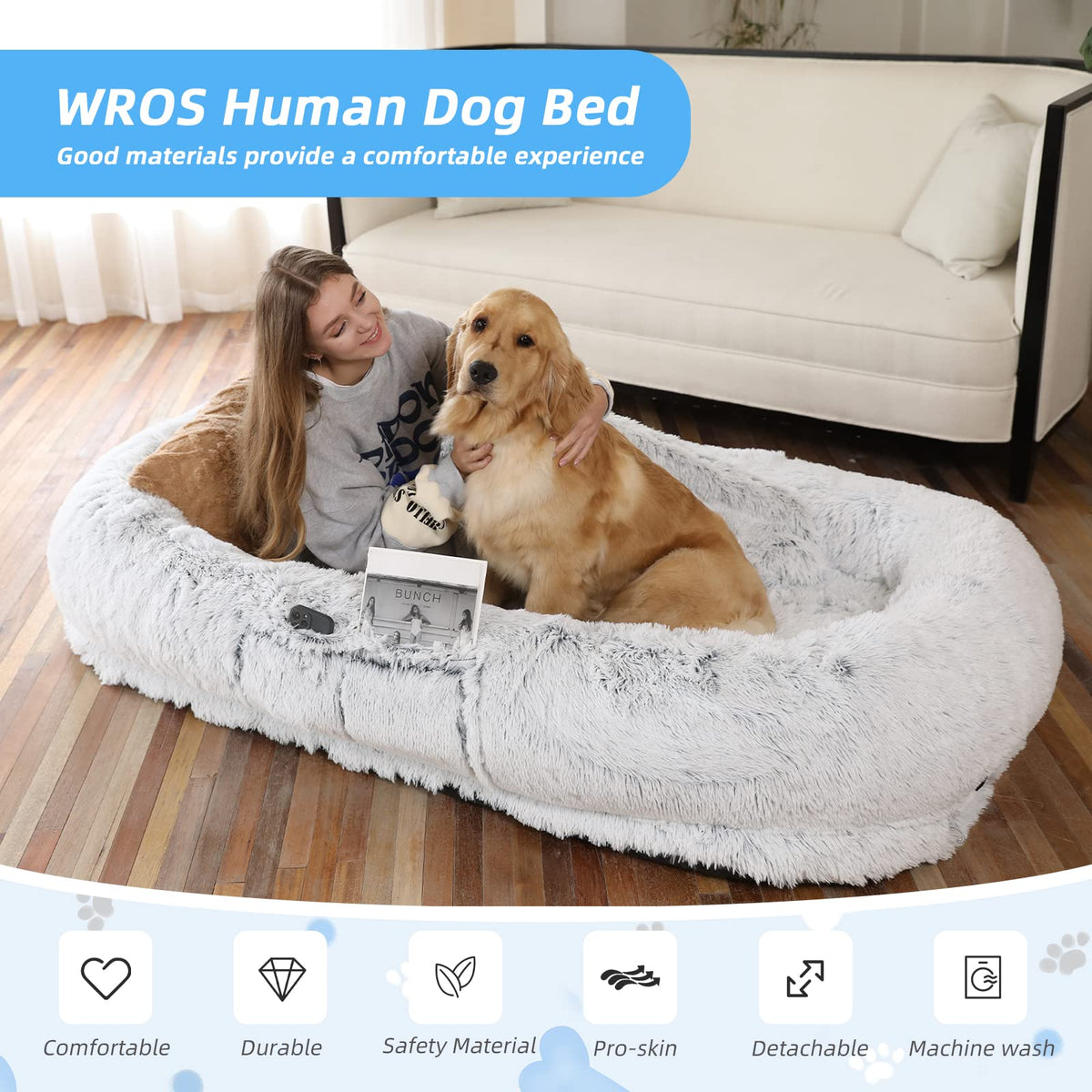 Grey Human Dog Bed H67570