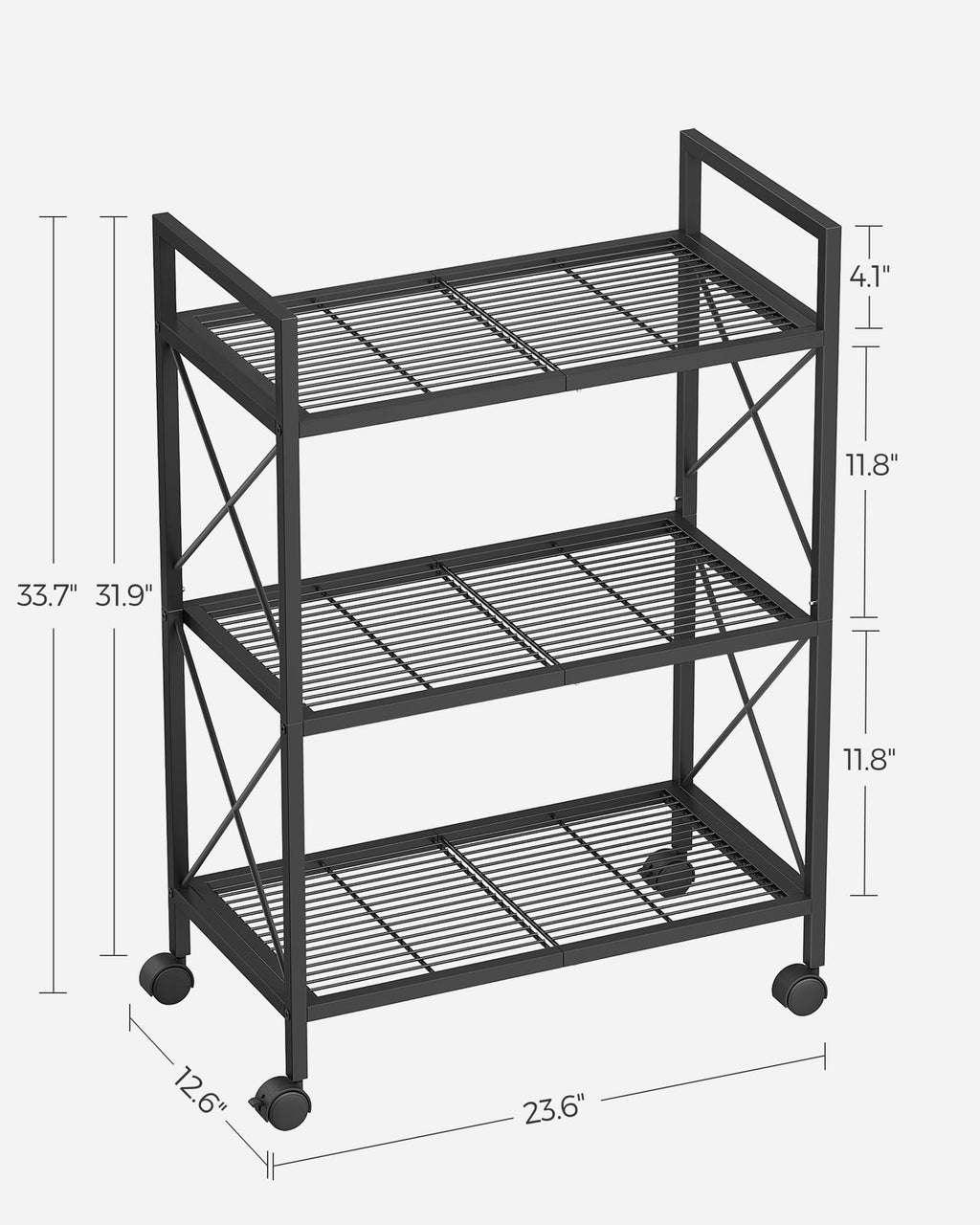 3-Tier Steel Storage Rack with Wheels T60389