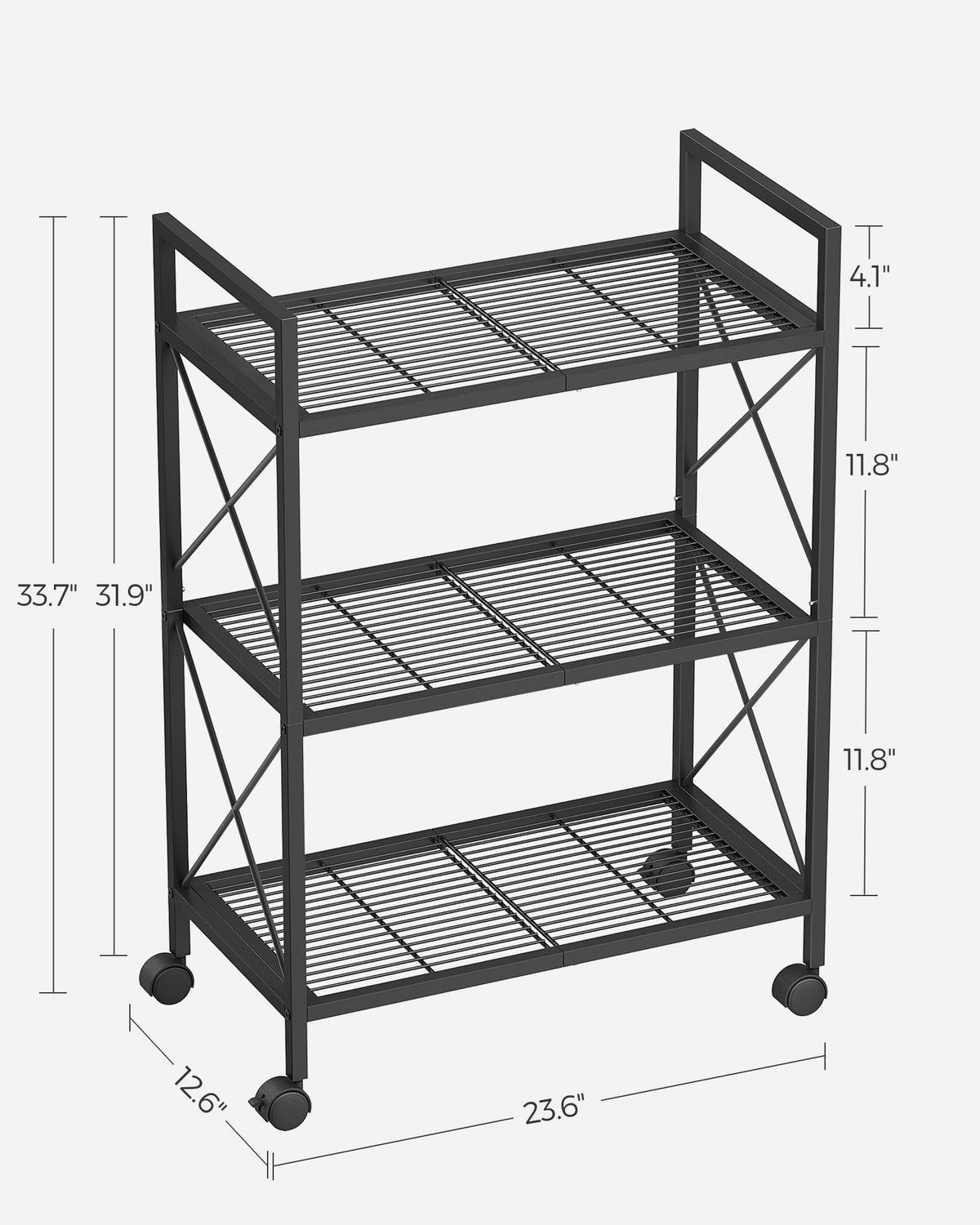 3-Tier Steel Storage Rack with Wheels T60389