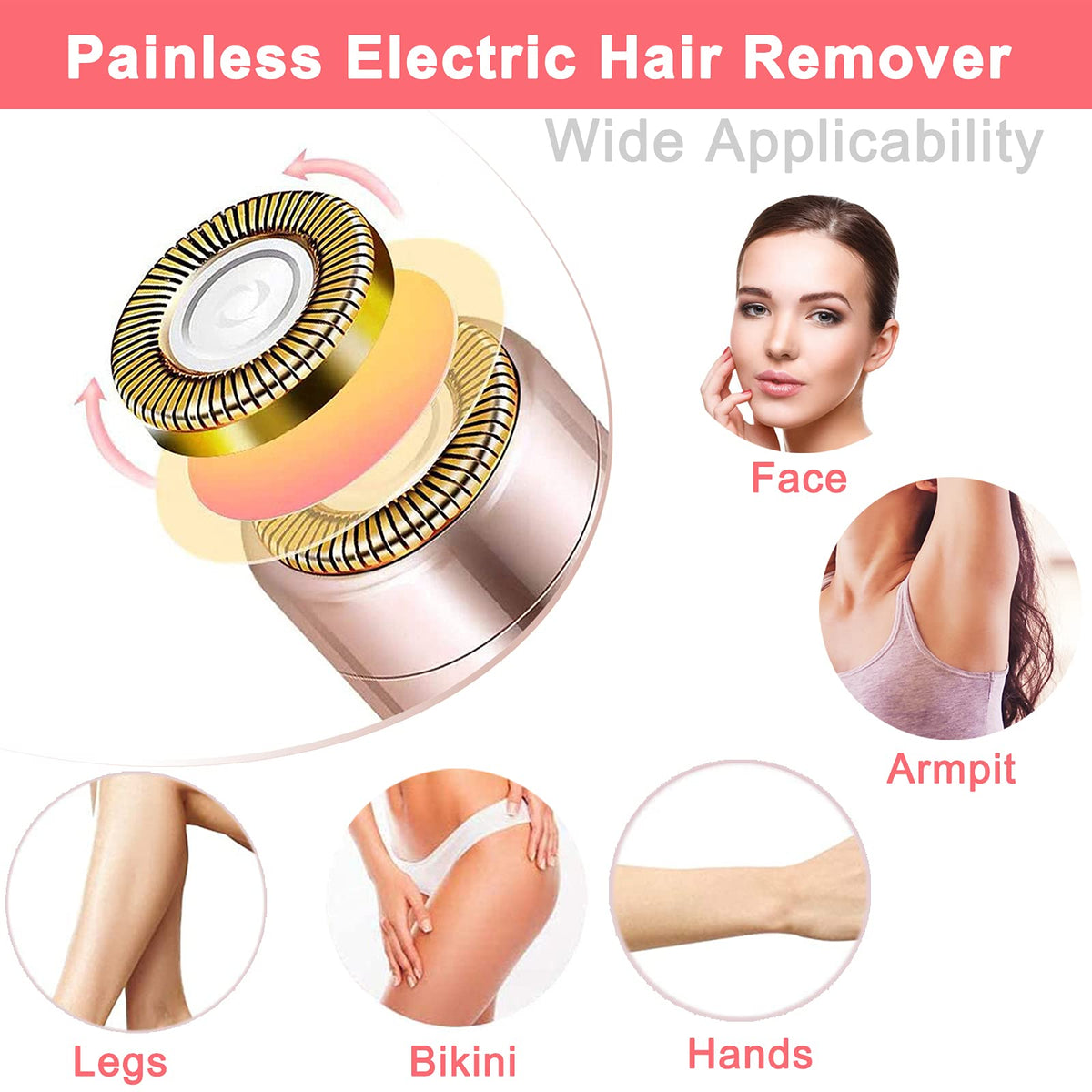 Pink Portable Electric Facial Hair Remover K6710