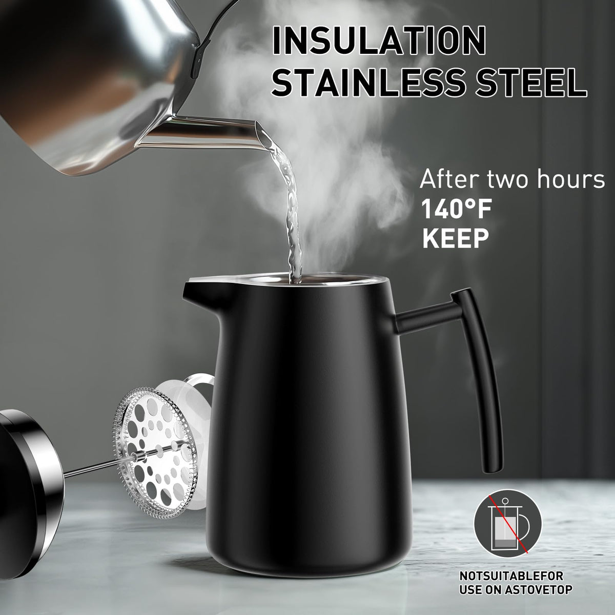 50oz Stainless Steel Insulated French Press Coffee Maker S462992