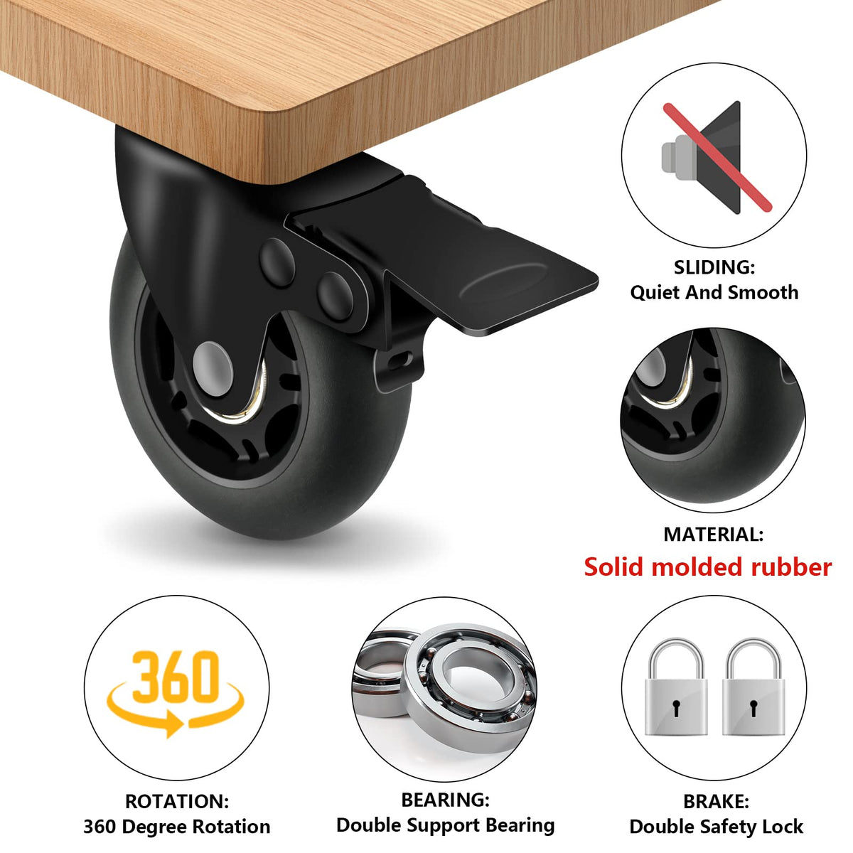 3” Lock Casters Set of 4 Heavy Duty J438