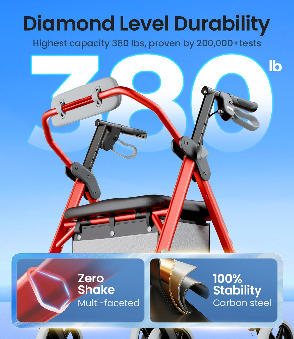 Foldable Rollator Walker with Seat H737448