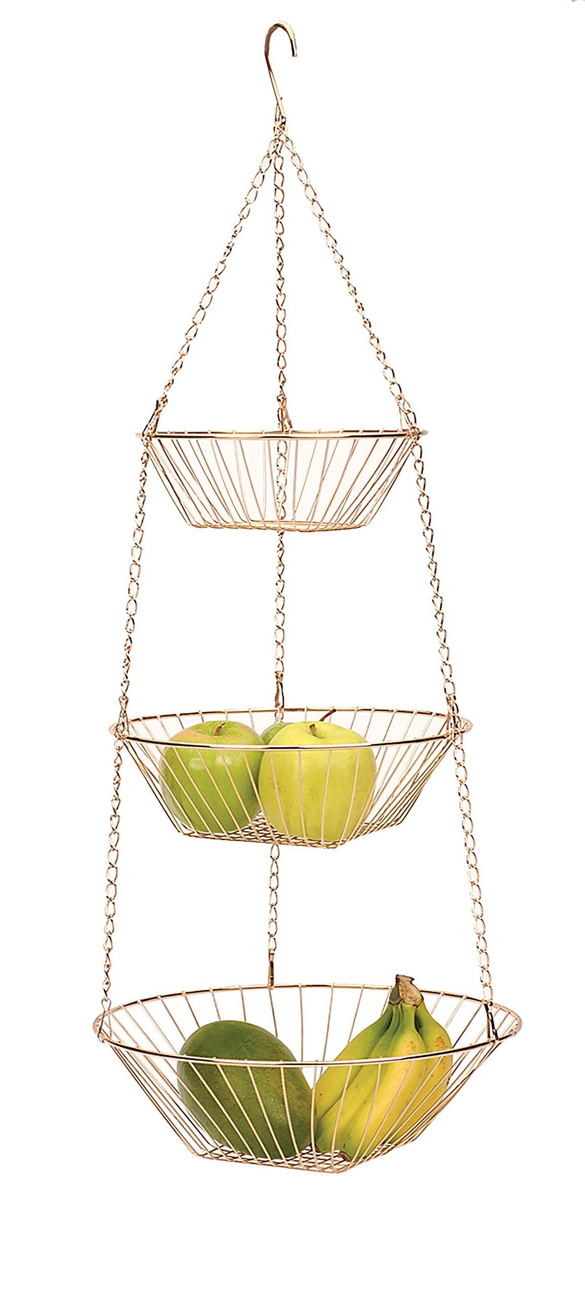 3-Tier Copper Wire Hanging Baskets F124