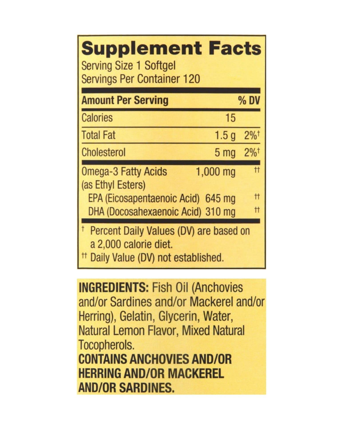 Omega-3 Fish Oil 1000 mg 120 Count V2520