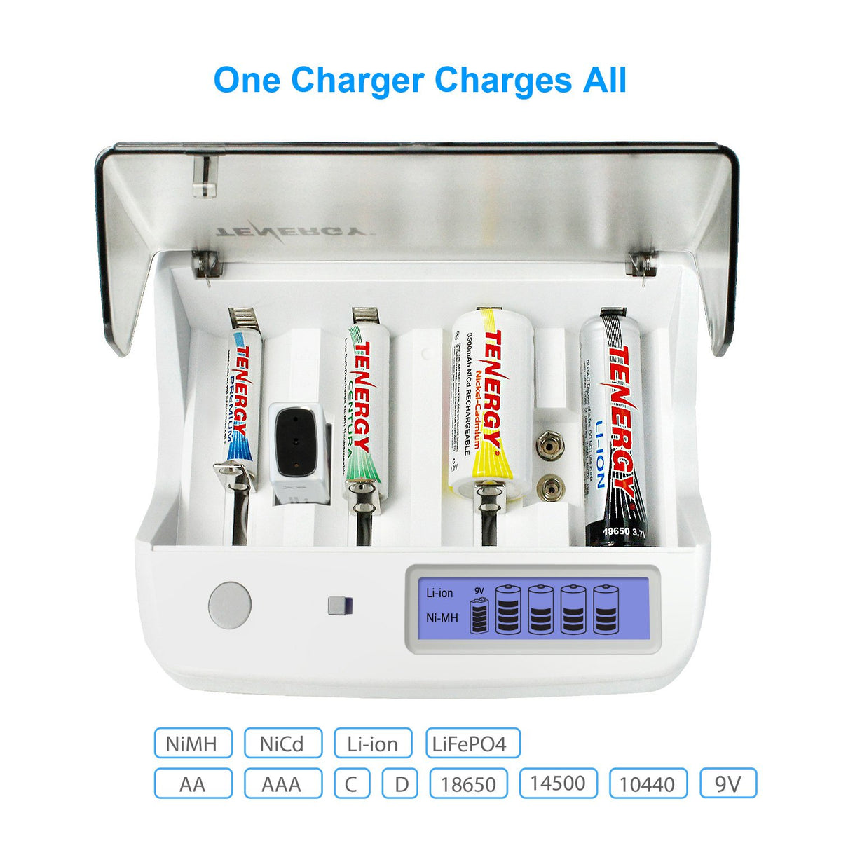Rechargeable C Batteries and Universal Battery Charger F5100