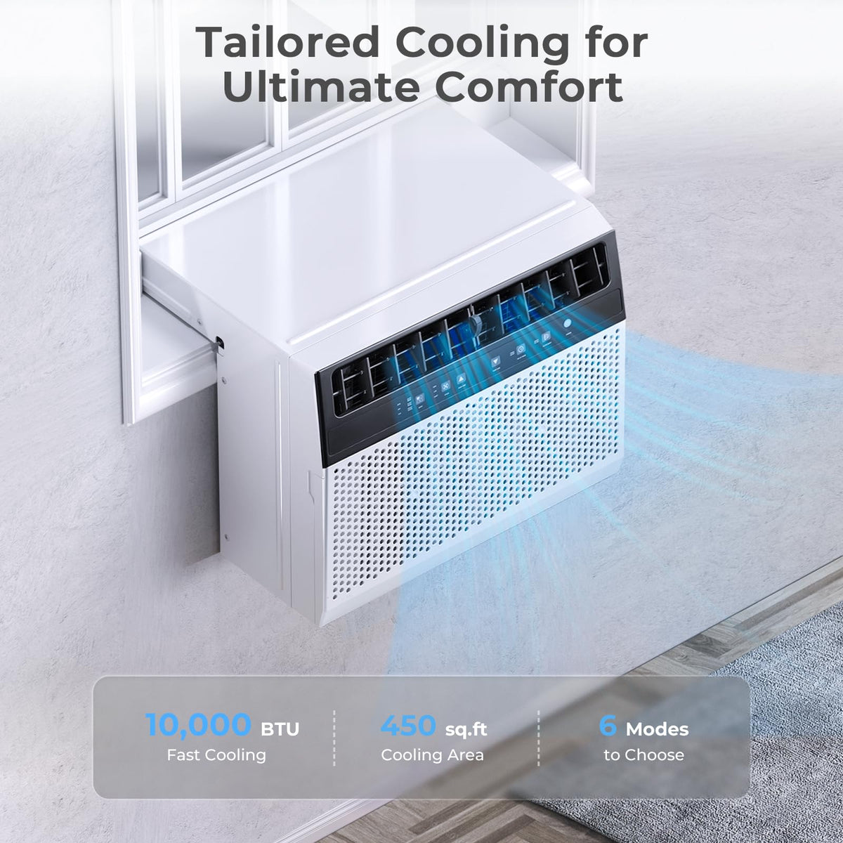 U-Shaped 10,000BTU Window Air Conditioner with Full Window View, Ivory White L944345