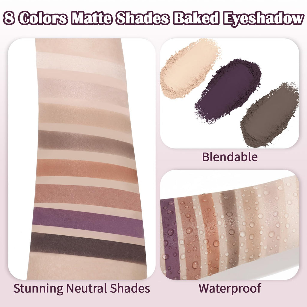 8 Color Nude Smokey Baked Matte Eyeshadow Palette Y72296