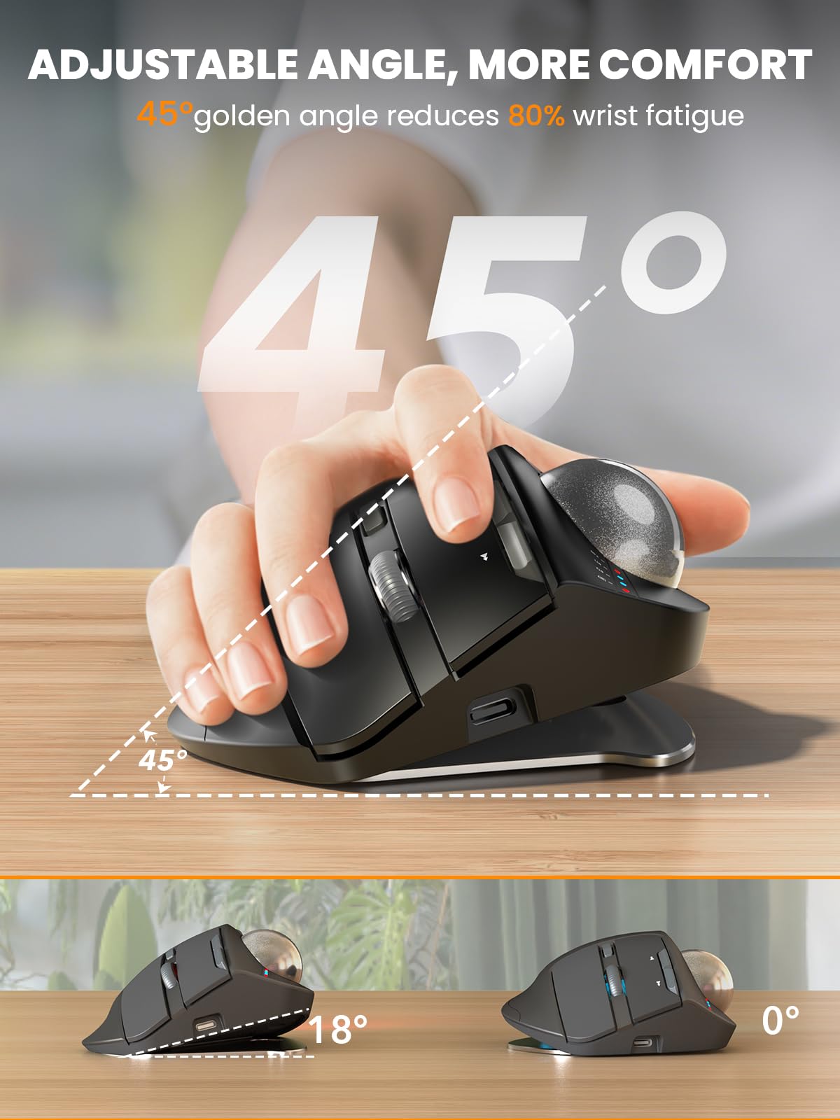 Ergonomic Wireless Trackball Mouse A979
