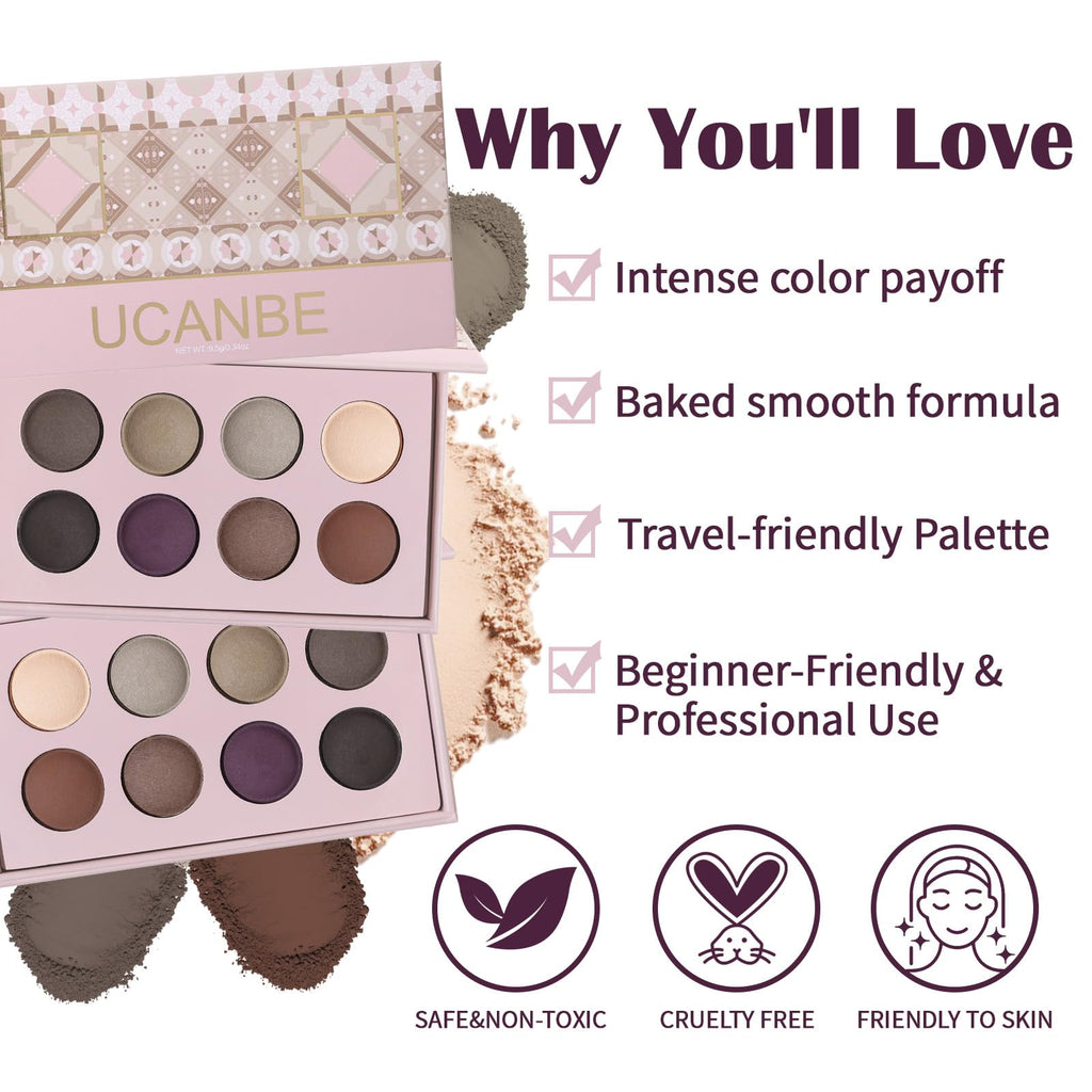 8 Color Nude Smokey Baked Matte Eyeshadow Palette Y72296
