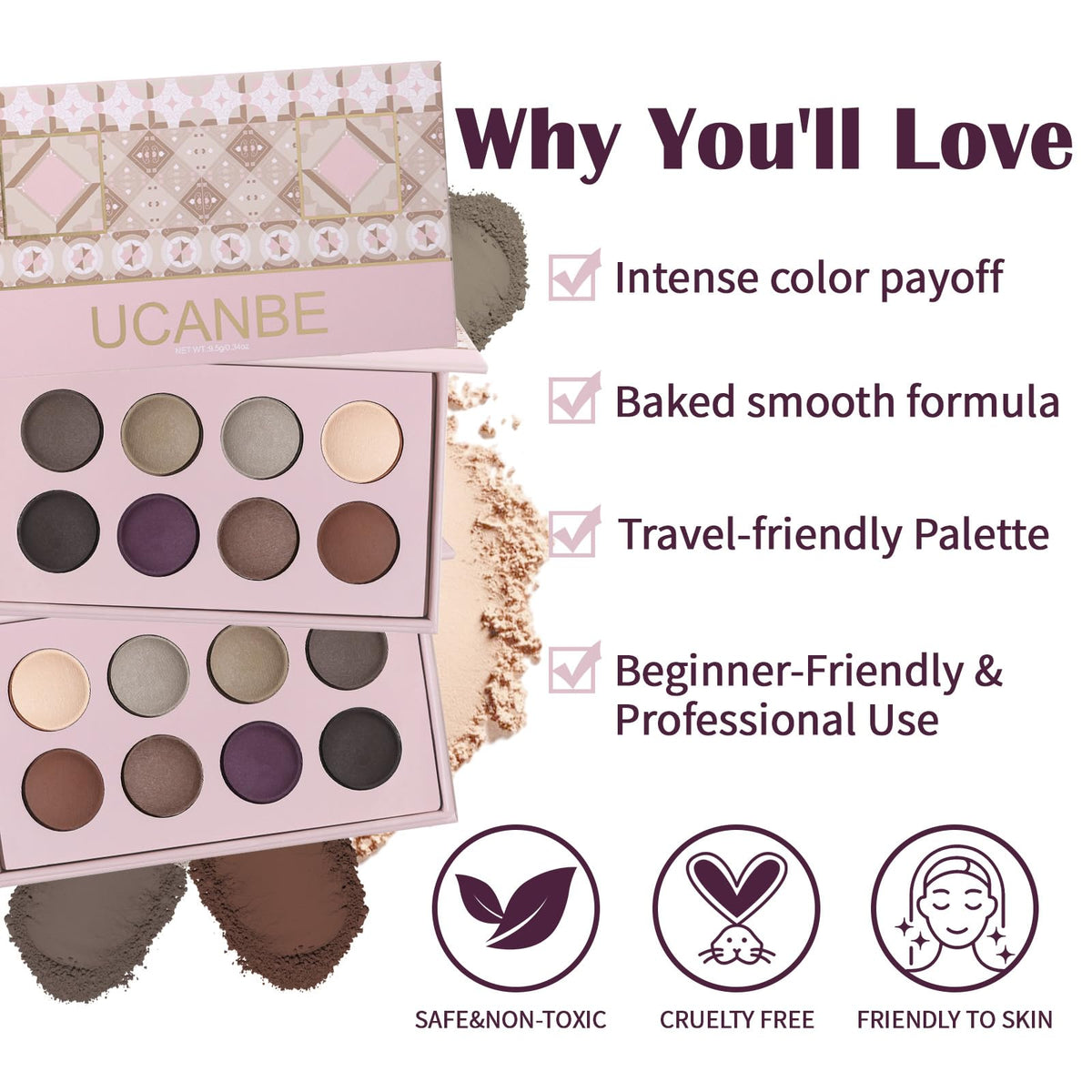 8 Color Nude Smokey Baked Matte Eyeshadow Palette Y72296