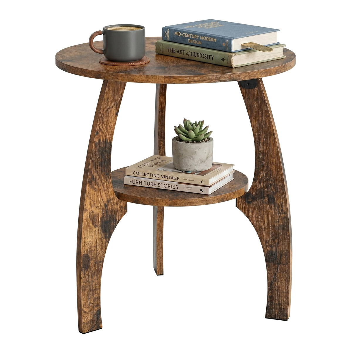 2-Tier Round Wood Side Table E832
