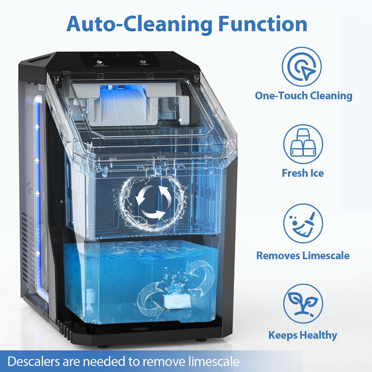 55lbs/Day Self-Cleaning Stainless Steel Nugget Ice Maker X33605