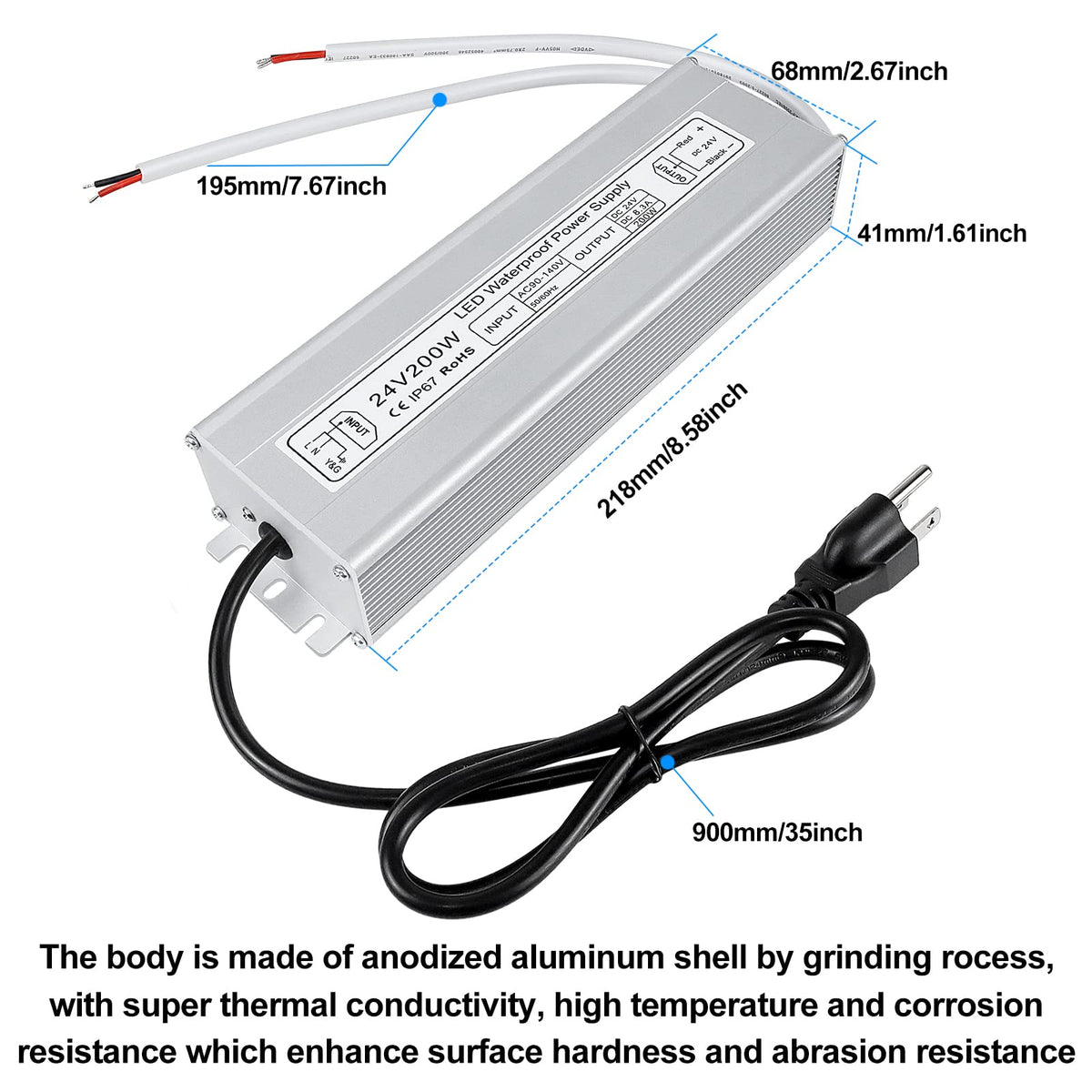 24V 200W IP67 Waterproof LED Power Supply H6878
